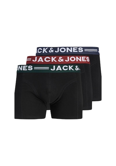 Jack & Jones Sense Erkek Boxer 3 Lü Paket Pamuklu, Rahat Kesim Noos Siyah
