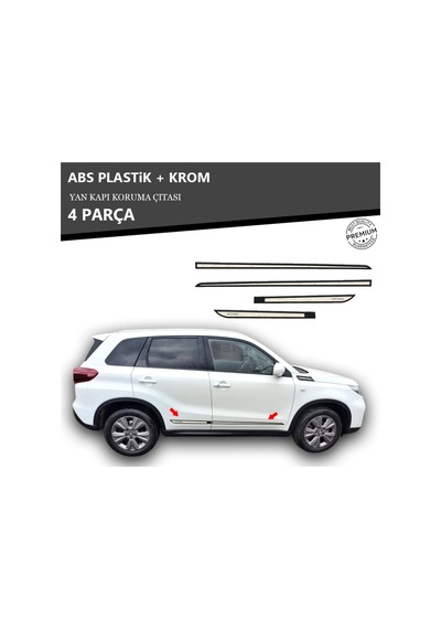 Suzuki Vitara 2014 Üzeri Yan Kapı Koruma Çıtası Plastik + Krom Unvrslppkçt00004