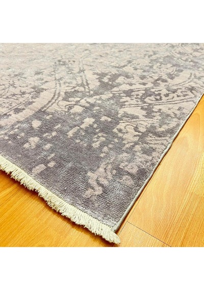 Şemşiye Motifli 160 X 230 Bambu Yün Halı Gri