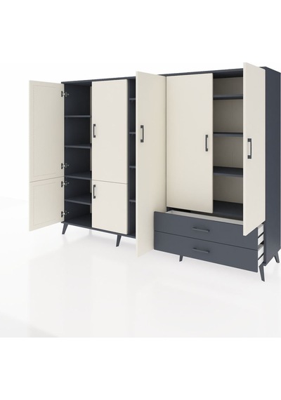 Hyperion Dolap 12 Raflı 2 Çekmeceli 7 Kapaklı 220x44x163 Antrasit Antrasit-aytaşı/antrasit Hyperion Dolap 12 Raflı 2 Çekmeceli 7 Kapaklı 220x44x163 Antrasit Antrasit-aytaşı/antrasit