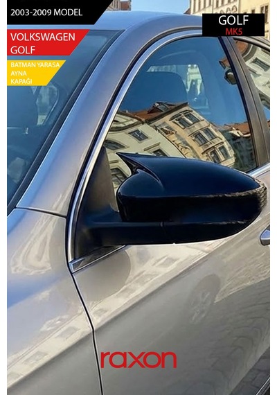 Volkswagen Golf 5 Mk5 2003-2009 Batman & Yarasa Ayna Kapağı Parlak Piano Black Sport