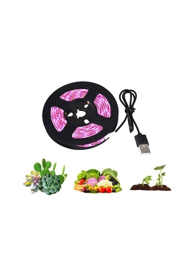 Tam Spektrum Bitki Büyütme Şerit Işık 5V USB Uç 1 mt İç Mekan