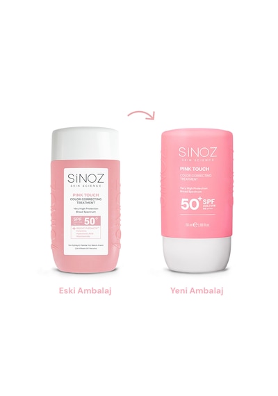 Sinoz Pink Touch Yüksek Koruyucu Ton Eşitleyici Pembe Yüz Güneş Kremi SPF50+ 50 ML