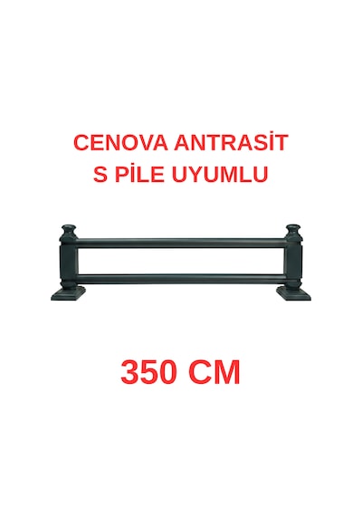 Cenova S Pile Ve Perde Düğmesi Uyumlu Çetray Çift Raylı Modern Ahşap Rustik Antrasit 350 Cm Antrasit