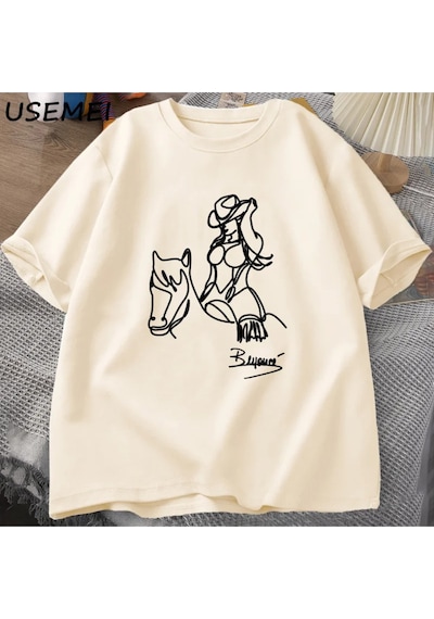 Flood Of Style Beyonce Rönesans Dünya Turu T-shirt Erkek Kadın Pamuk Baskı T-shirt Yaz Rahat Kısa Kollu Tee Haki