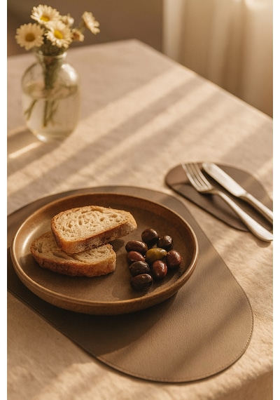 Deri Amerikan Servis Ve Supla Takımı Kahverengi 12 Parça 37 X 44 Cm Kahverengi