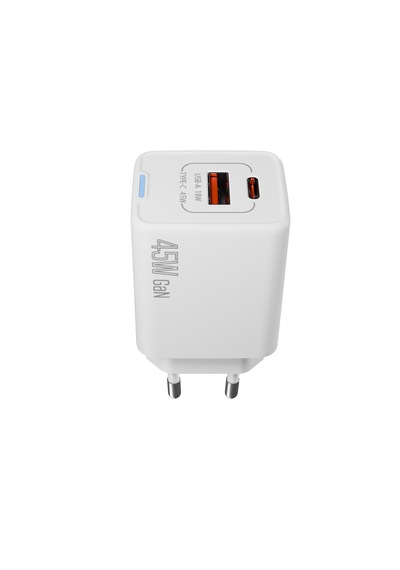 S-link Sl-ecg45 Type Usb-c 45w Pd + 18w Usb Qc 3.0 Gan Beyaz Hızlı Şarj Adaptörü 45w