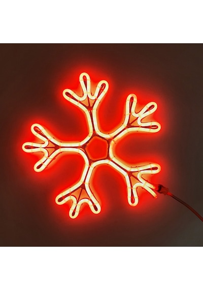 Neon Işıklı Kar Tanesi Yılbaşı Süsü 220v Kırmızı 50 Cm