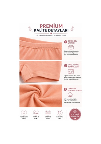 Westicgiyim Kız Çocuk Boxer 6 Lı Paket %95 Pamuk %5 Elastan Esnek Rahat Renkli Çocuk İç Çamaşırı 3-12 Yaş Çok Renkli