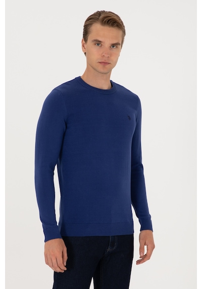 U.S. Polo Assn. Erkek Slim Fit Bisiklet Yaka İndigo Basic Kazak 50313713-VR028