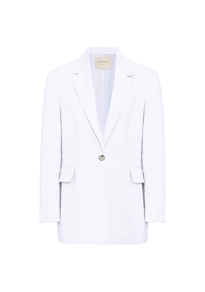 Antioch 100% Keten Kadın Blazer Ceket Beyaz