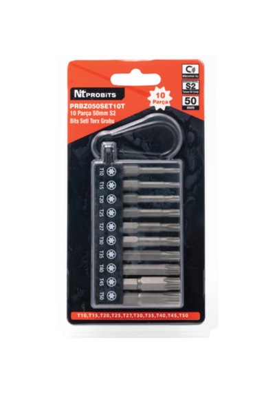 10 Parça 50mm S2 Manyetik Bits Seti - Torx Grubu