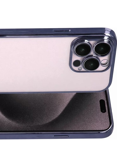Newface Apple İphone 15 Pro Max Razer Lensli Silikon - Lacivert