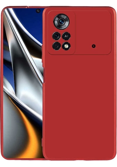 Kilifone - Xiaomi Uyumlu Poco X4 Pro 5g - Kılıf Mat Renkli Esnek Premier Silikon Kapak - Kırmızı