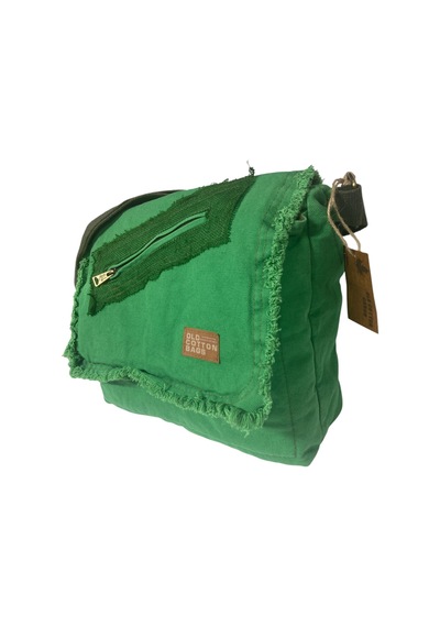 Old Cotton Cargo Vintage Salaş Orta Boy Unisex Günlük Çapraz Postacı Tablet Çantası M 32 Cm X 27 Cm Yeşil