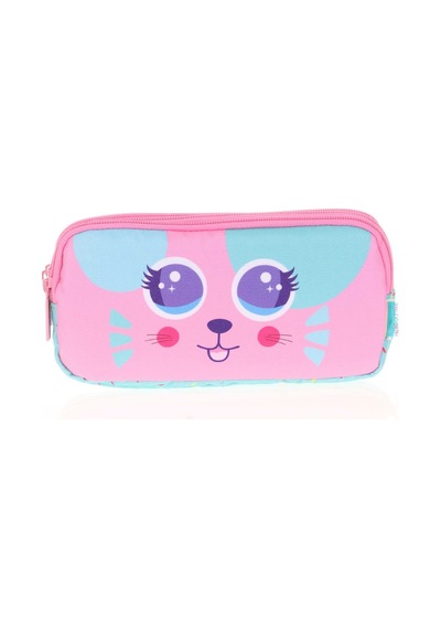 Kaukko Kids&love 3 Bölmeli Kalem Çantası Cute Face Cat L8118