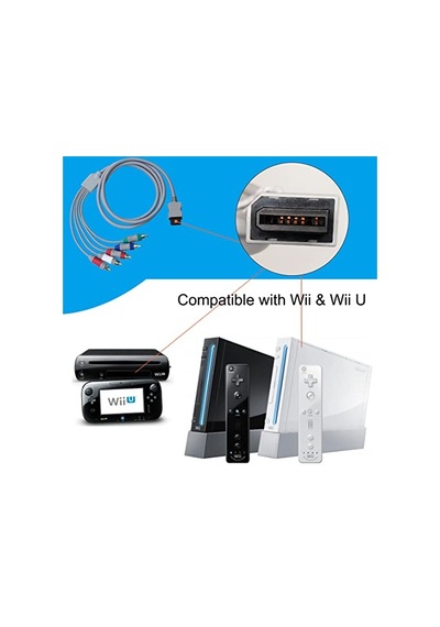 Bealuffe Wii U Multi Out 5rca 480p Hd Ses Video Kablosu 6 Ayaklar İçin Wii İçin Bileşen Kablosu