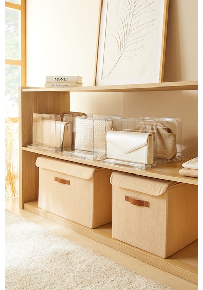 Ocean Home Textile 3'lü Ayarlanabilir 4 Bölmeli Şeffaf Raf Düzenleyici Set 36 X 24 X 21 Cm