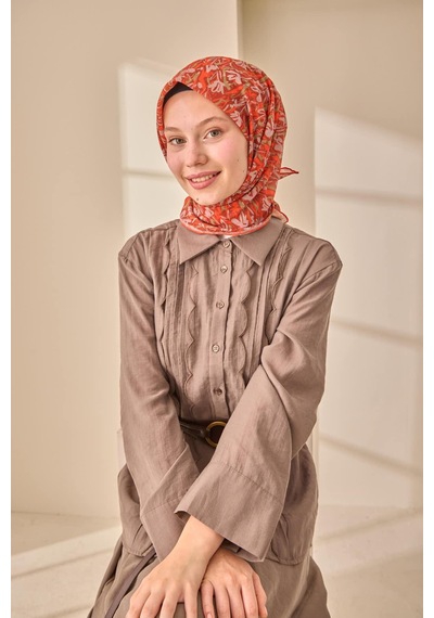 Silk Home Soft Eşarp 73091-30 Kiremit, Turuncu, Haki, Vizon