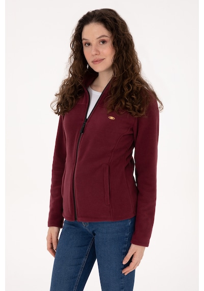 U.S. Polo Assn. Kadın Bordo Fermuarlı Dik Yaka Polar Sweatshirt 50316729-VR177