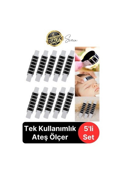 Svein Alından Ateş Ölçer Şerit Termometre 5'li