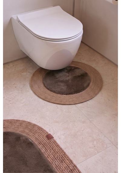 Banyo Paspası Takımı 60x100+60x60 Cm Düz Mouss Kahve & Camel