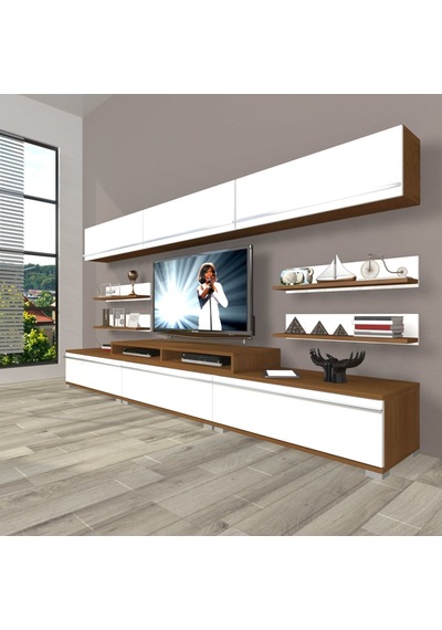 Decoraktiv Ekoflex 8y Mdf Tv Ünitesi Tv Sehpası - Ceviz Beyaz Ahşap - Beyaz