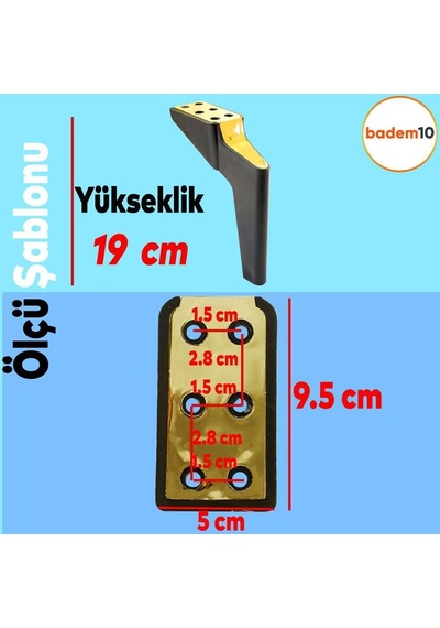Logan 19 Cm Siyah Altın 4 Adet Set Mobilya Tv Ünitesi Konsol Koltuk Kanepe Destek Ayağı Ayakları M8 6395751