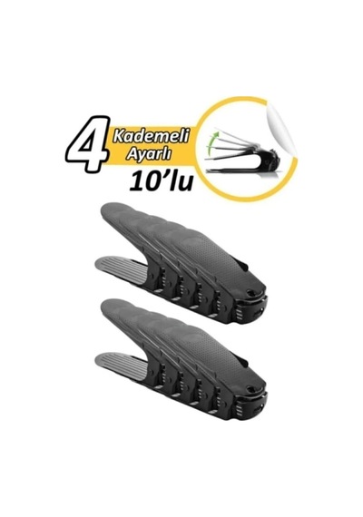 10'lu 4 Kademeli Ayarlanabilir Ayakkabı Rampası Siyah Plastik Siyah Tr Diğer