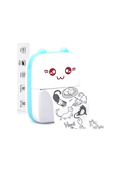 Mini Fotoğraf Yazıcı Kablosuz Etiket Yazıcı Baskı Makinesi Ios Android Uyumlu Termal Printer Pembe