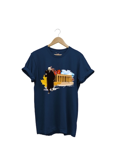 Atatürk Anıtkabir 10 Kasım 29 Ekim 23 Nisan 19 Mayıs Cumhuriyet Sonsuza Kadar Regular Fit T-shirt Lacivert