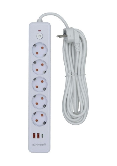 Nivatech 5 Li 5 Mt Usb Şarjlı Akım Korumalı Topraklı Priz Ntc-5220 5 m
