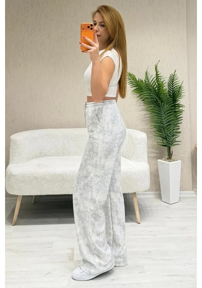 Fiolin Soft Touch Batik Boyamalı Modal Pantolon Ekru