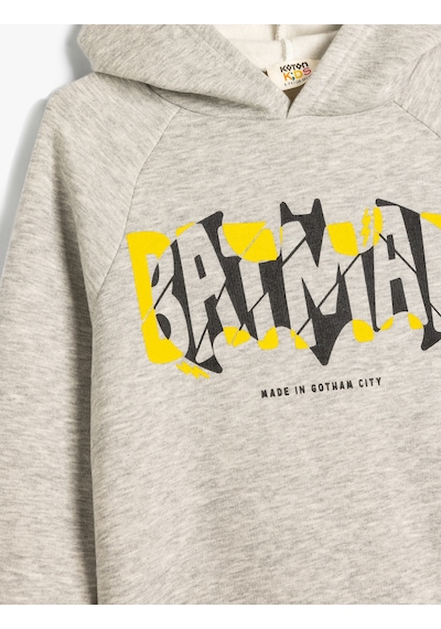 Koton Batman Kapşonlu Sweatshirt Lisanslı Uzun Kollu Şardonlu Gri 5wkb10230tk Gri