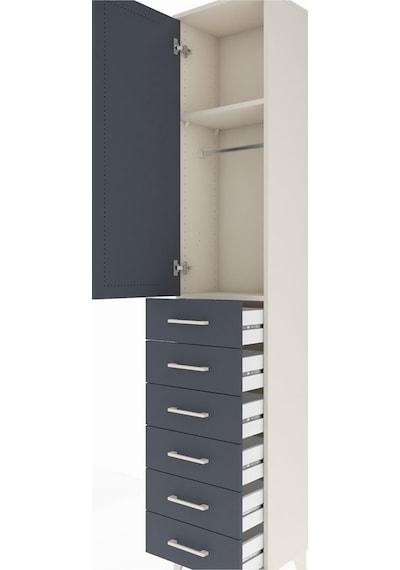 Arges Dolap 2 Raflı 6 Çekmeceli Tek Askılı 44x30x221 Aytaşı-antrasit Aytası