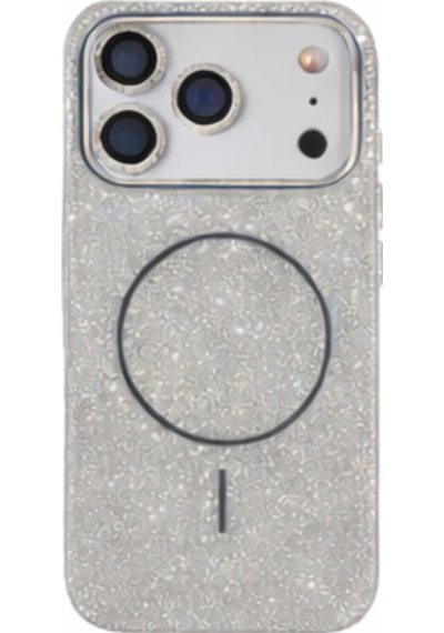 Apple Uyumlu iPhone 17 Magsafe Lens Koruma Camı li Simli Kutup Silikon Kılıf Beyaz
