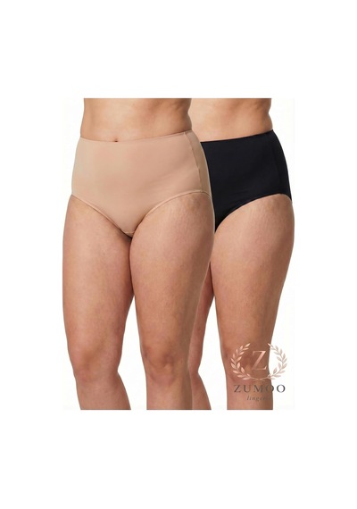 Zumoo Büyük Beden Modal Kumaş 2 Li Külot Set Siyah Ten Yüksek Bel Toparlayıcı Siyah 3xl Açık Beyaz