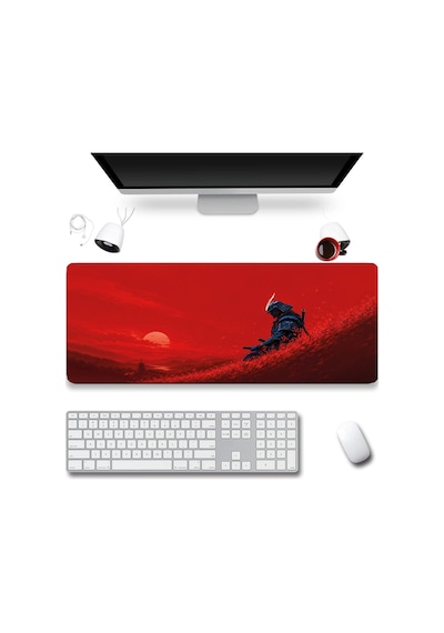 Sonictouch Klavye Mousepad 32x70cm Dikişsiz Pürüzsüz Sıvı Geçirmez Kaymaz Taban Kızıl Ronin