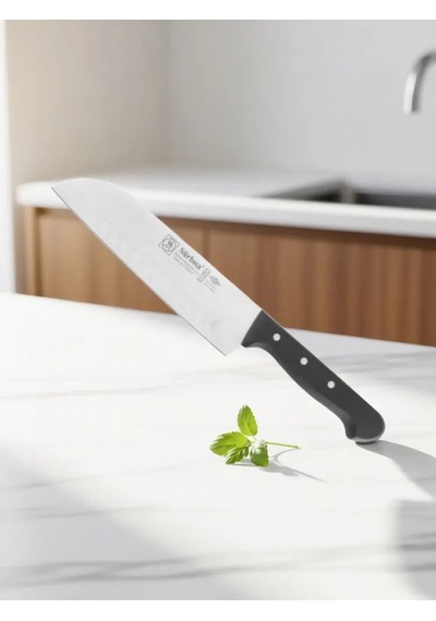 Sürmene Şef Aşçı Bıçağı Profesyonel Oluklu Santoku Bıçağı 31 Cm Pimli Sap Sürbisa 61095