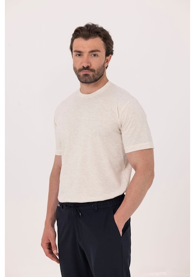 Sabri Özel Sütlü Kahve %100 Pamuk Bisiklet Yaka Düz Renk Basic T-shirt