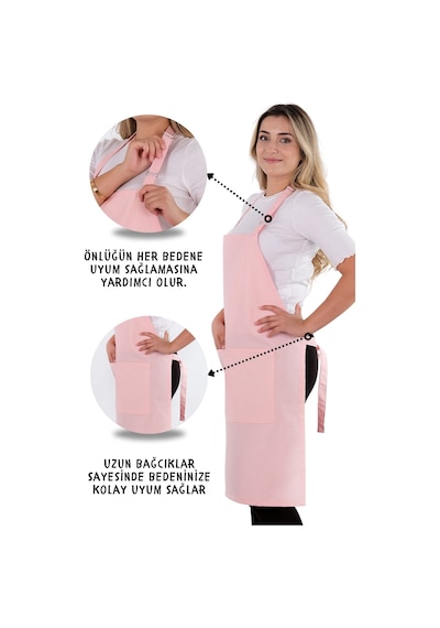 Sevilya Simple Ayar Askılı Mutfak Önlüğü Pembe