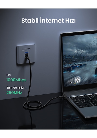 Ugreen Cat6 Ethernet Kablosu, 1 Metre, Siyah, 20159