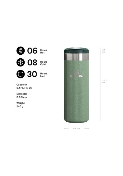 Stanley The Aerolight Transit Mug Termos Bardak, 0.47 Litre, Yeşil Hammertone Sku: Smg8690010146977 Açık