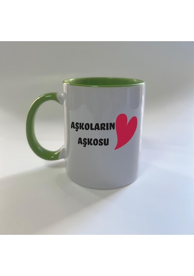 Mor Mürekkep Aşkoların Aşkosu Baskılı Yeşil Mega Sevgililer Günü Kupası