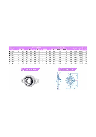 Kfl 006 Minyatür Yataklı Rulman 30mm