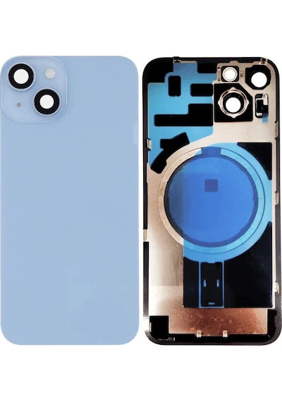 Apple Uyumlu iPhone 14 Plus Mavi Full Nfc Ve Demirli Arka Kapak Batarya Kapağı Pil Kapağı Mavi
