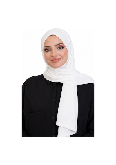 Modish Group Penye Boyun Kapamalı Şal Başörtü Hazır Giyim Turban Esnek Jersey Şal Krem