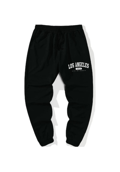 Siyah Unisex La Baskılı Jogger Eşofman Altı Siyah