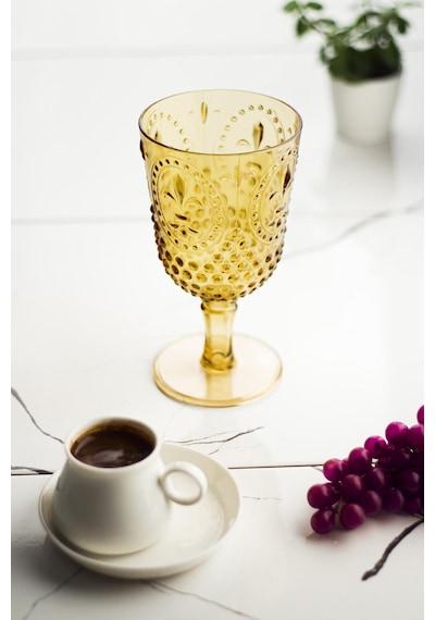 Akrilik Amber Tekli Kadeh & Su Meşrubat Kahve Yanı Bardağı 450 Ml Şeffaf
