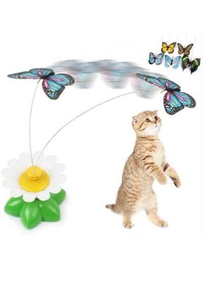 Hareketli Dönen Kelebek - Kedi Oyuncağı Pille Çalışır 50001